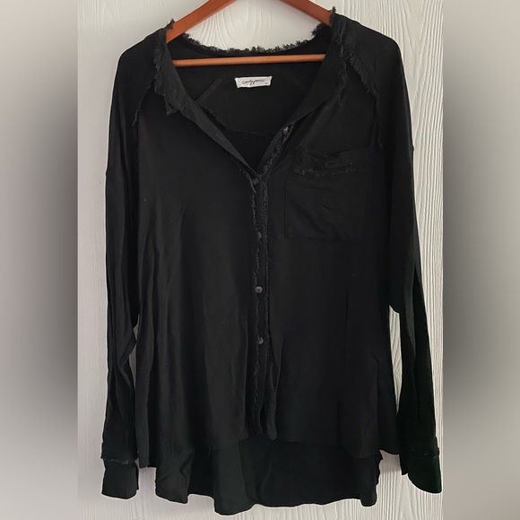 Carly Jean Los Angeles Tops - Carly Jean Los Angeles Black Alice Boho Blouse Size XS